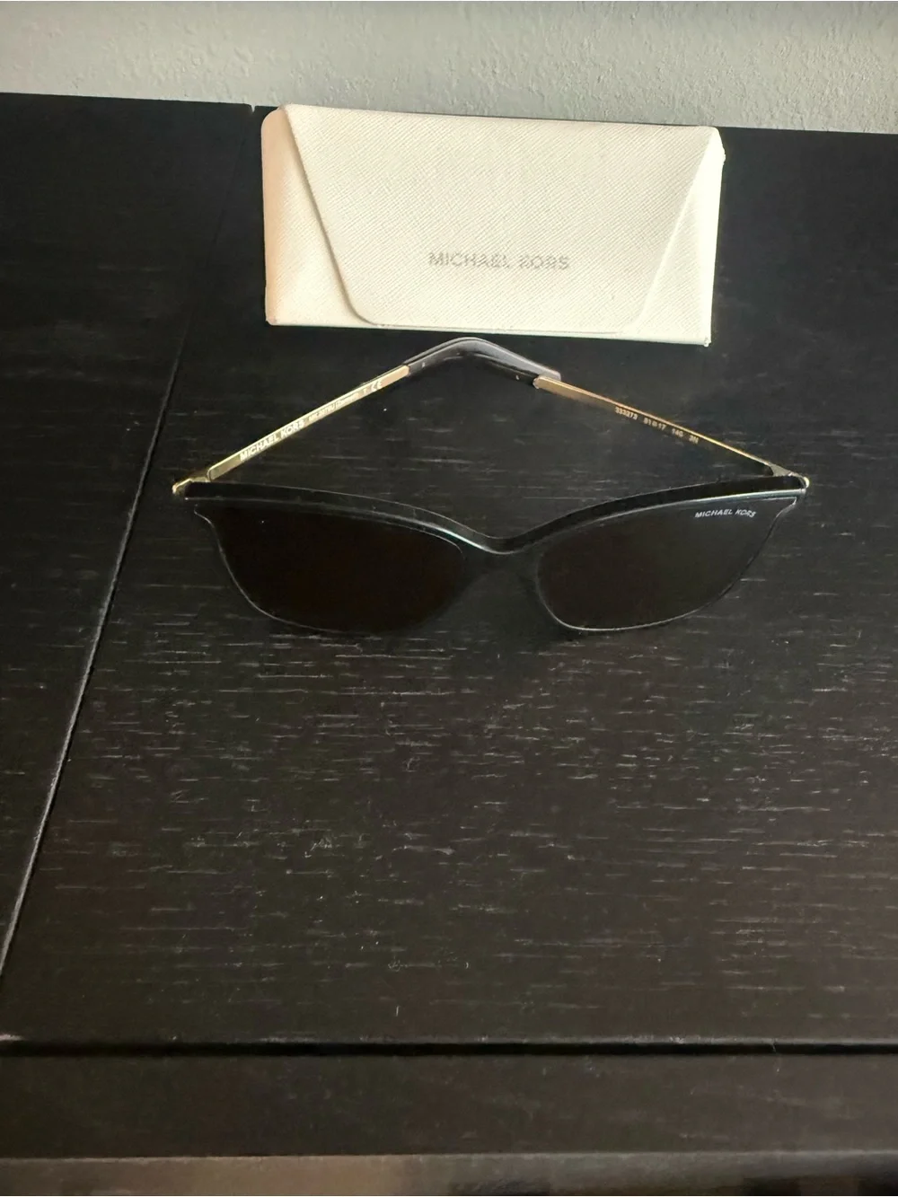 Michael Kors Black Cat-Eye Sunglasses with Cream Case
